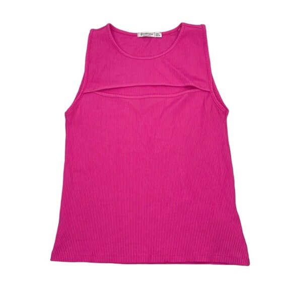 NWT STRADIVARIUS Ribbed Cut Out Top Sz Large - Picture 3 of 6